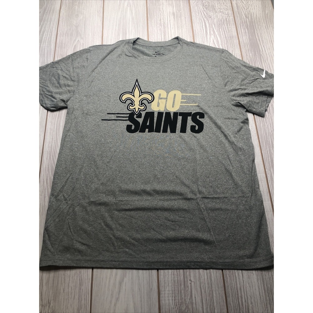 New Nike New Orleans Saints Mens Football Short Sleeve Shirt Size Medium Gray - Picture 2 of 5